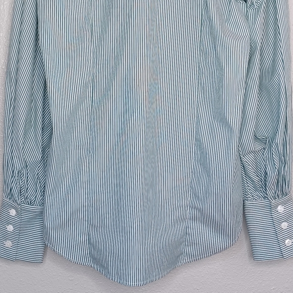NWT Petersyn "Lowry" Striped Poplin Ruffle Trim Top - Picture 7 of 14